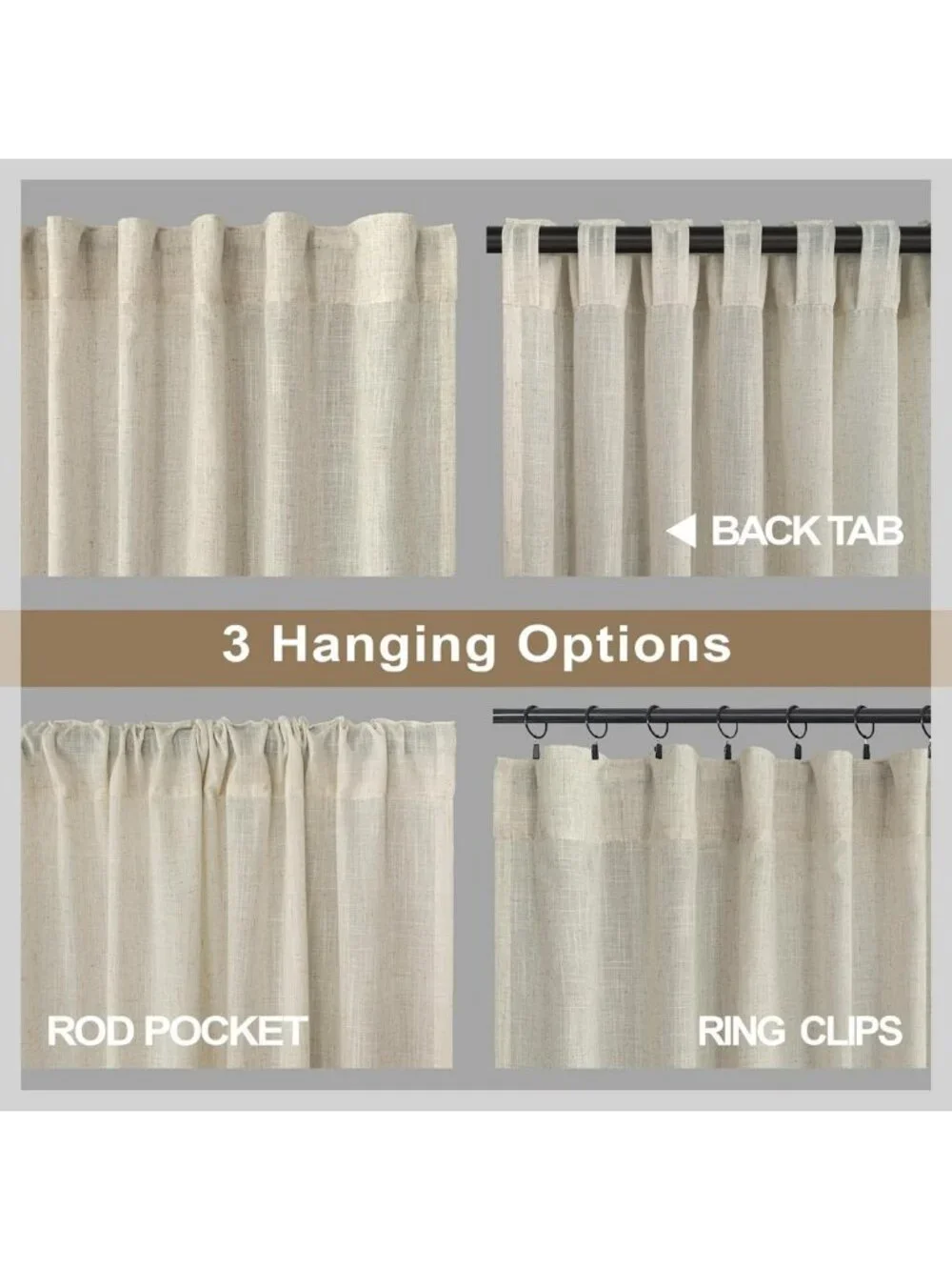 Rustic Farmhouse Flax Linen Curtains 90
